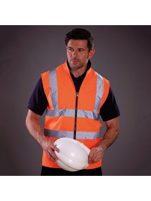 Plain Hi-vis reversible fleece bodywarmer Yoko 180 GSM